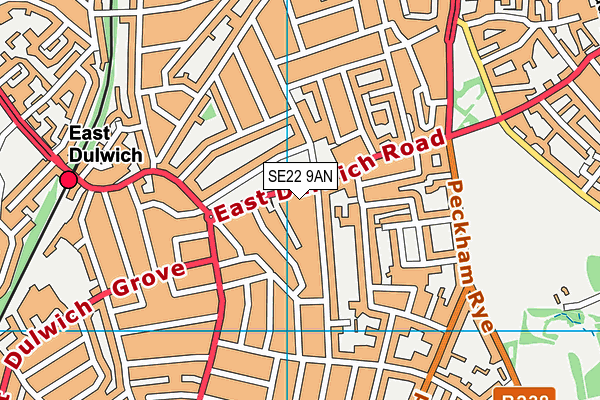 SE22 9AN map - OS VectorMap District (Ordnance Survey)