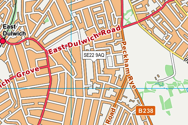 SE22 9AQ map - OS VectorMap District (Ordnance Survey)