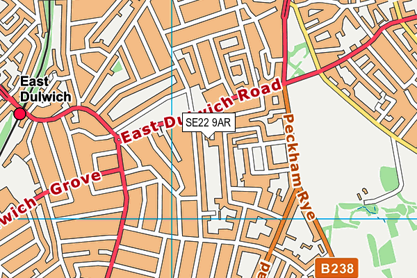 SE22 9AR map - OS VectorMap District (Ordnance Survey)