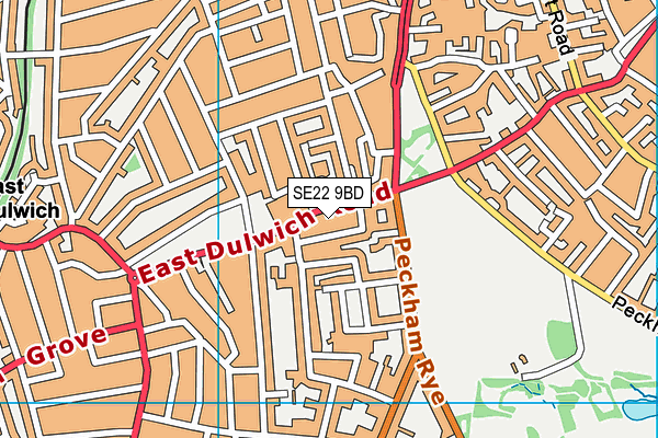 SE22 9BD map - OS VectorMap District (Ordnance Survey)