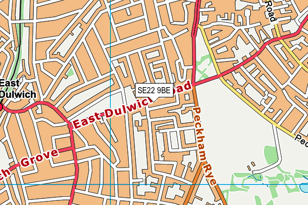 SE22 9BE map - OS VectorMap District (Ordnance Survey)