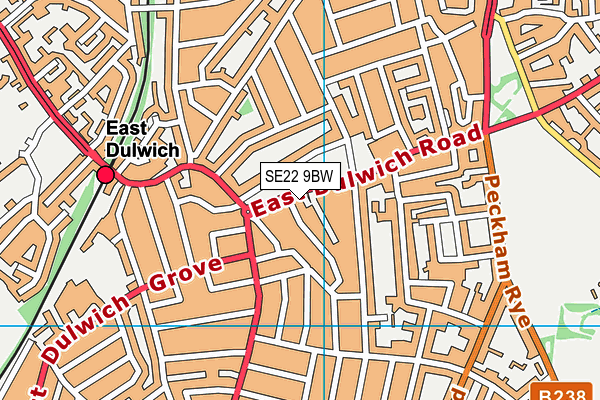 SE22 9BW map - OS VectorMap District (Ordnance Survey)