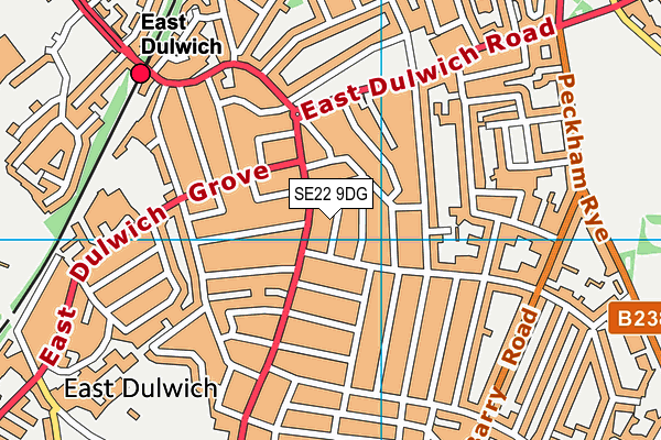 SE22 9DG map - OS VectorMap District (Ordnance Survey)