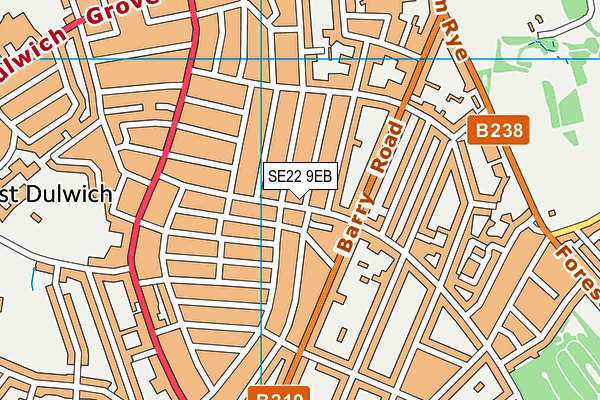 SE22 9EB map - OS VectorMap District (Ordnance Survey)
