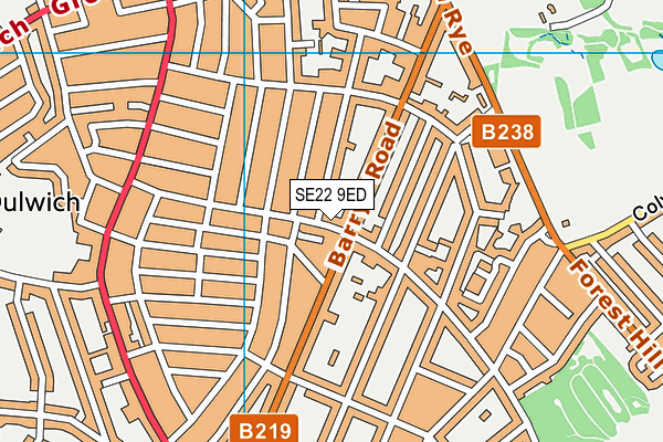 SE22 9ED map - OS VectorMap District (Ordnance Survey)