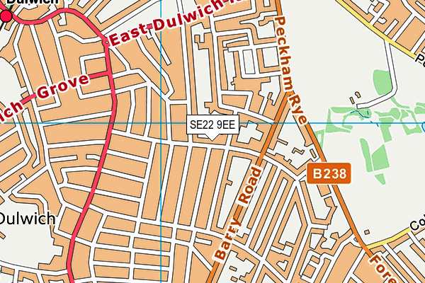 SE22 9EE map - OS VectorMap District (Ordnance Survey)