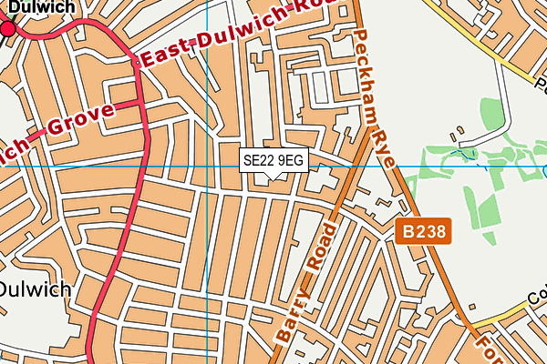 SE22 9EG map - OS VectorMap District (Ordnance Survey)