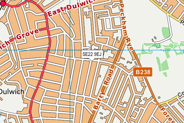 SE22 9EJ map - OS VectorMap District (Ordnance Survey)