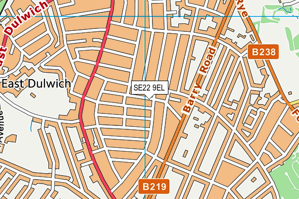 SE22 9EL map - OS VectorMap District (Ordnance Survey)