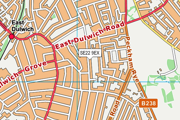 SE22 9EX map - OS VectorMap District (Ordnance Survey)
