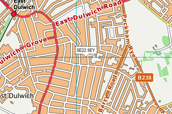 SE22 9EY map - OS VectorMap District (Ordnance Survey)