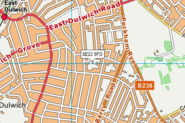 SE22 9FD map - OS VectorMap District (Ordnance Survey)