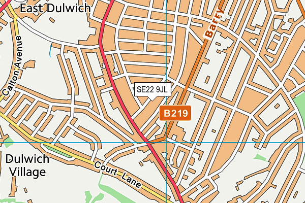 SE22 9JL map - OS VectorMap District (Ordnance Survey)