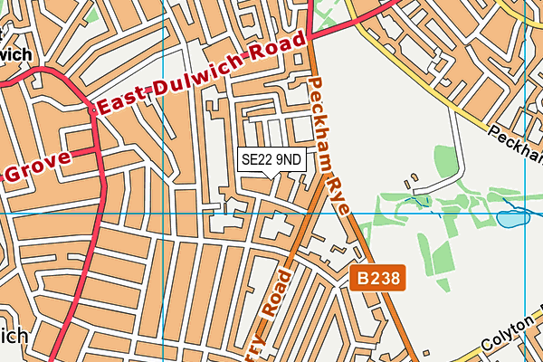 SE22 9ND map - OS VectorMap District (Ordnance Survey)