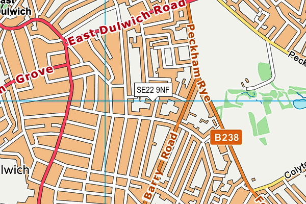 SE22 9NF map - OS VectorMap District (Ordnance Survey)