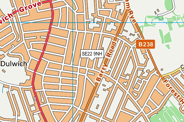 SE22 9NH map - OS VectorMap District (Ordnance Survey)