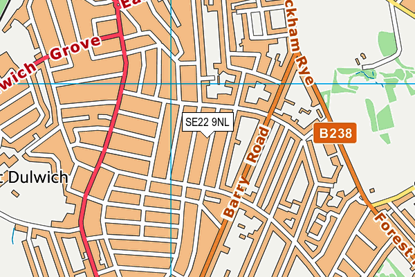 SE22 9NL map - OS VectorMap District (Ordnance Survey)