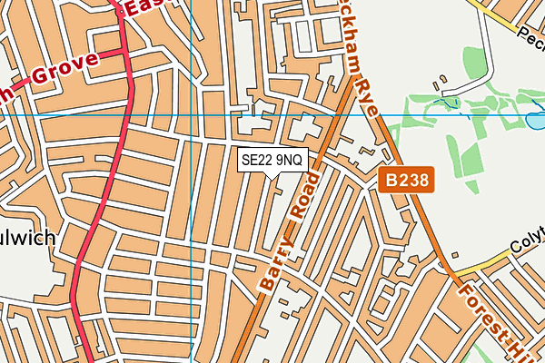 SE22 9NQ map - OS VectorMap District (Ordnance Survey)