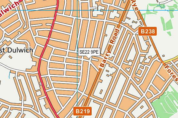 SE22 9PE map - OS VectorMap District (Ordnance Survey)