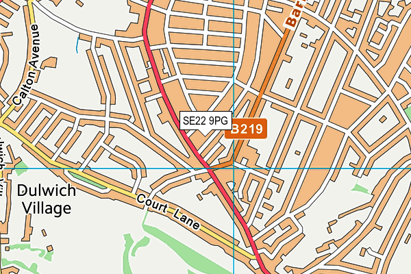 SE22 9PG map - OS VectorMap District (Ordnance Survey)