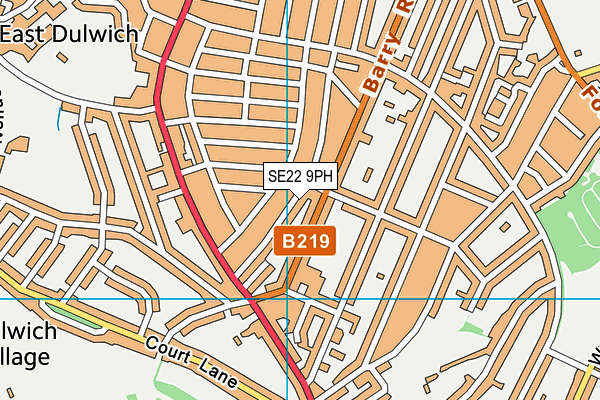 SE22 9PH map - OS VectorMap District (Ordnance Survey)