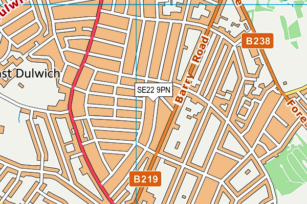 SE22 9PN map - OS VectorMap District (Ordnance Survey)