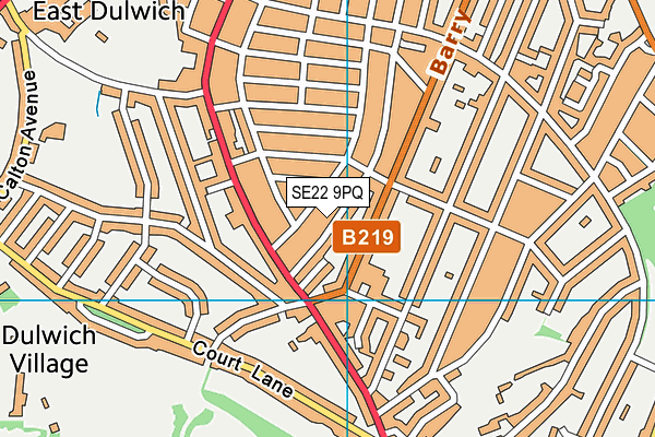 SE22 9PQ map - OS VectorMap District (Ordnance Survey)