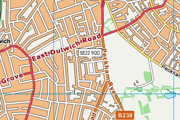SE22 9QD map - OS VectorMap District (Ordnance Survey)