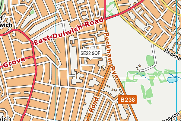 SE22 9QF map - OS VectorMap District (Ordnance Survey)