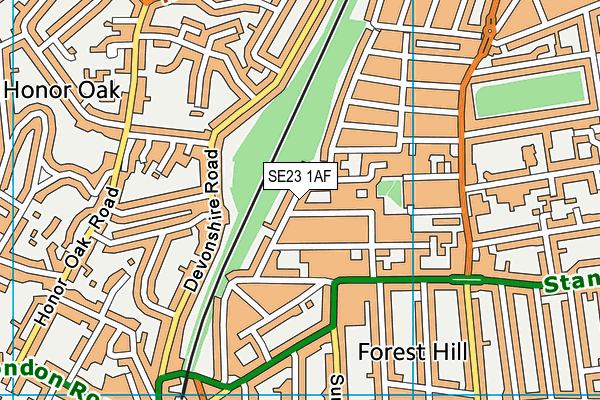 SE23 1AF map - OS VectorMap District (Ordnance Survey)