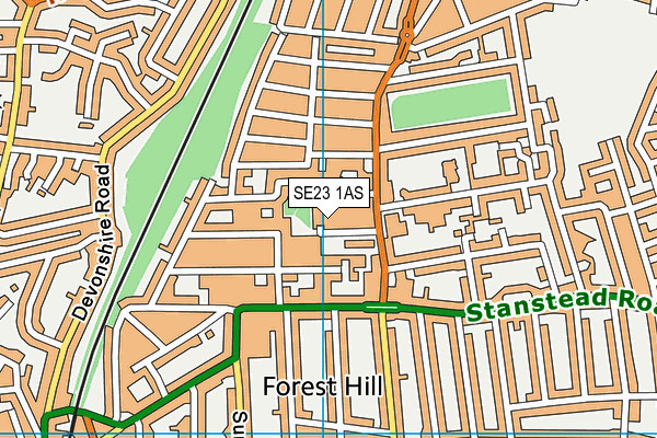 SE23 1AS map - OS VectorMap District (Ordnance Survey)