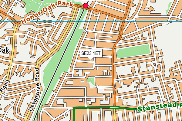 SE23 1ET map - OS VectorMap District (Ordnance Survey)