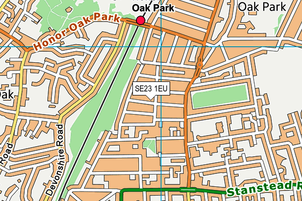 SE23 1EU map - OS VectorMap District (Ordnance Survey)