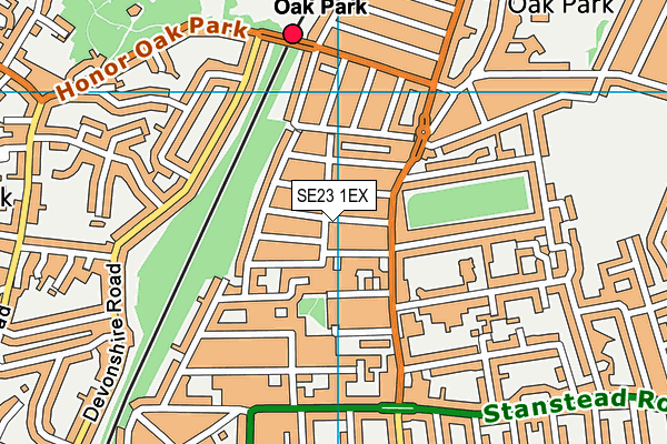 SE23 1EX map - OS VectorMap District (Ordnance Survey)