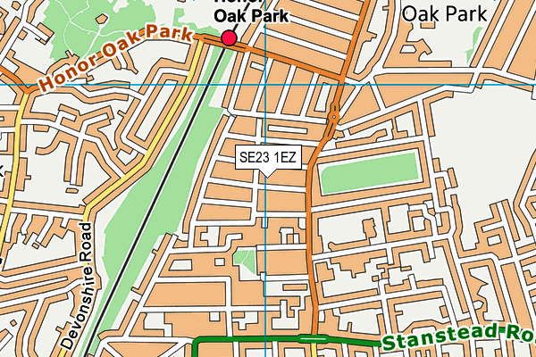 SE23 1EZ map - OS VectorMap District (Ordnance Survey)