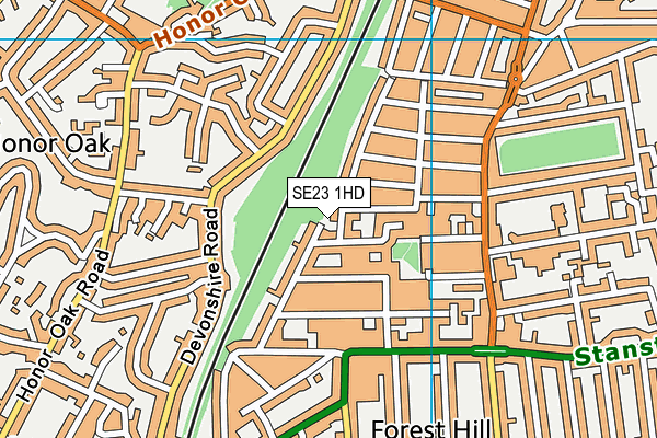 SE23 1HD map - OS VectorMap District (Ordnance Survey)