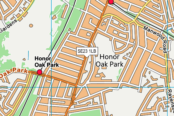 SE23 1LB map - OS VectorMap District (Ordnance Survey)