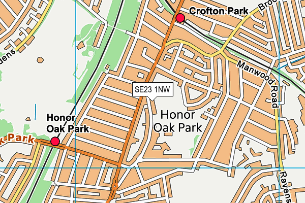 Kings College (Honor Oak Park Sports Ground) map (SE23 1NW) - OS VectorMap District (Ordnance Survey)
