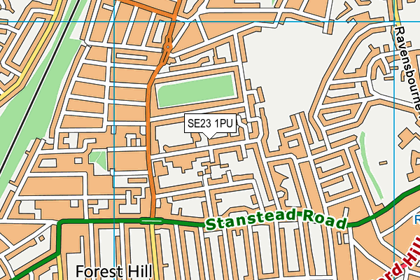 SE23 1PU map - OS VectorMap District (Ordnance Survey)