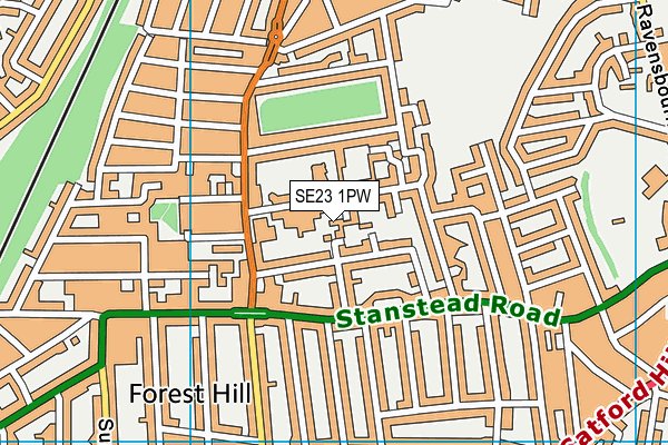 SE23 1PW map - OS VectorMap District (Ordnance Survey)