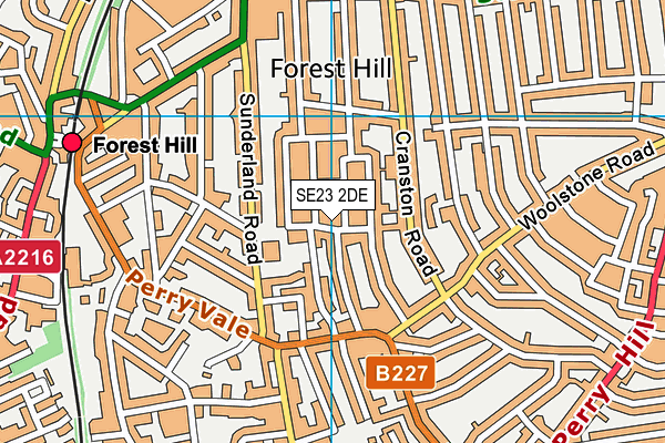 SE23 2DE map - OS VectorMap District (Ordnance Survey)