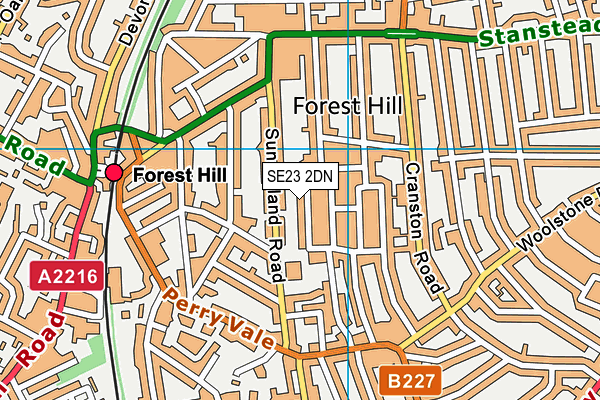 SE23 2DN map - OS VectorMap District (Ordnance Survey)