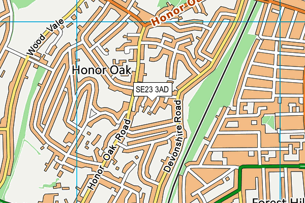 SE23 3AD map - OS VectorMap District (Ordnance Survey)