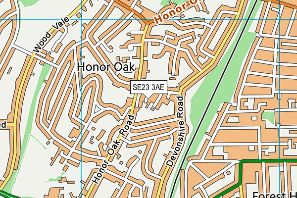 SE23 3AE map - OS VectorMap District (Ordnance Survey)