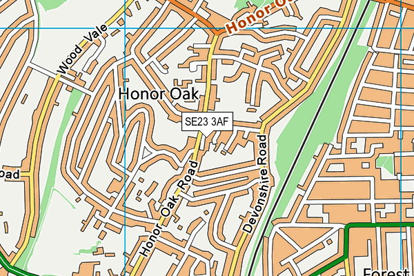 SE23 3AF map - OS VectorMap District (Ordnance Survey)