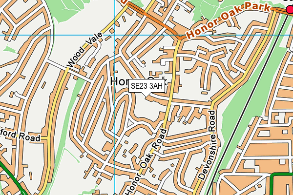 SE23 3AH map - OS VectorMap District (Ordnance Survey)