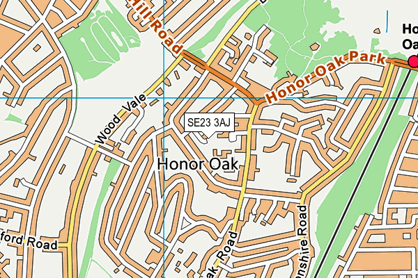 SE23 3AJ map - OS VectorMap District (Ordnance Survey)