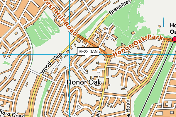 SE23 3AN map - OS VectorMap District (Ordnance Survey)