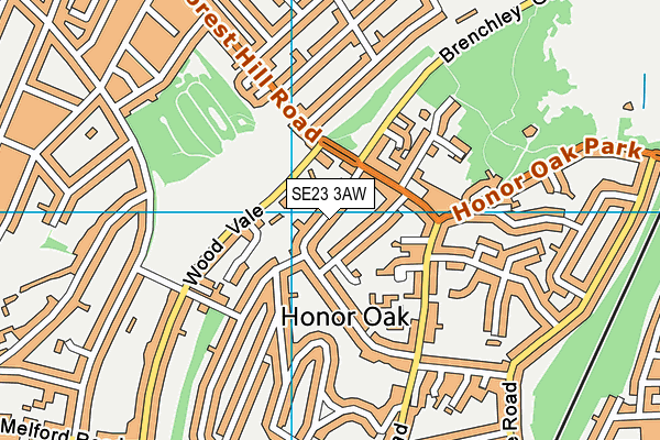 SE23 3AW map - OS VectorMap District (Ordnance Survey)
