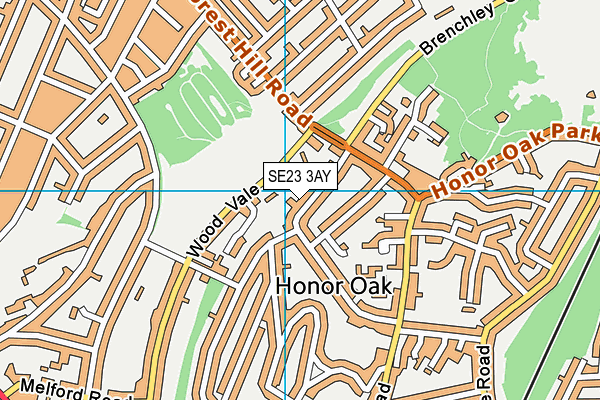 SE23 3AY map - OS VectorMap District (Ordnance Survey)